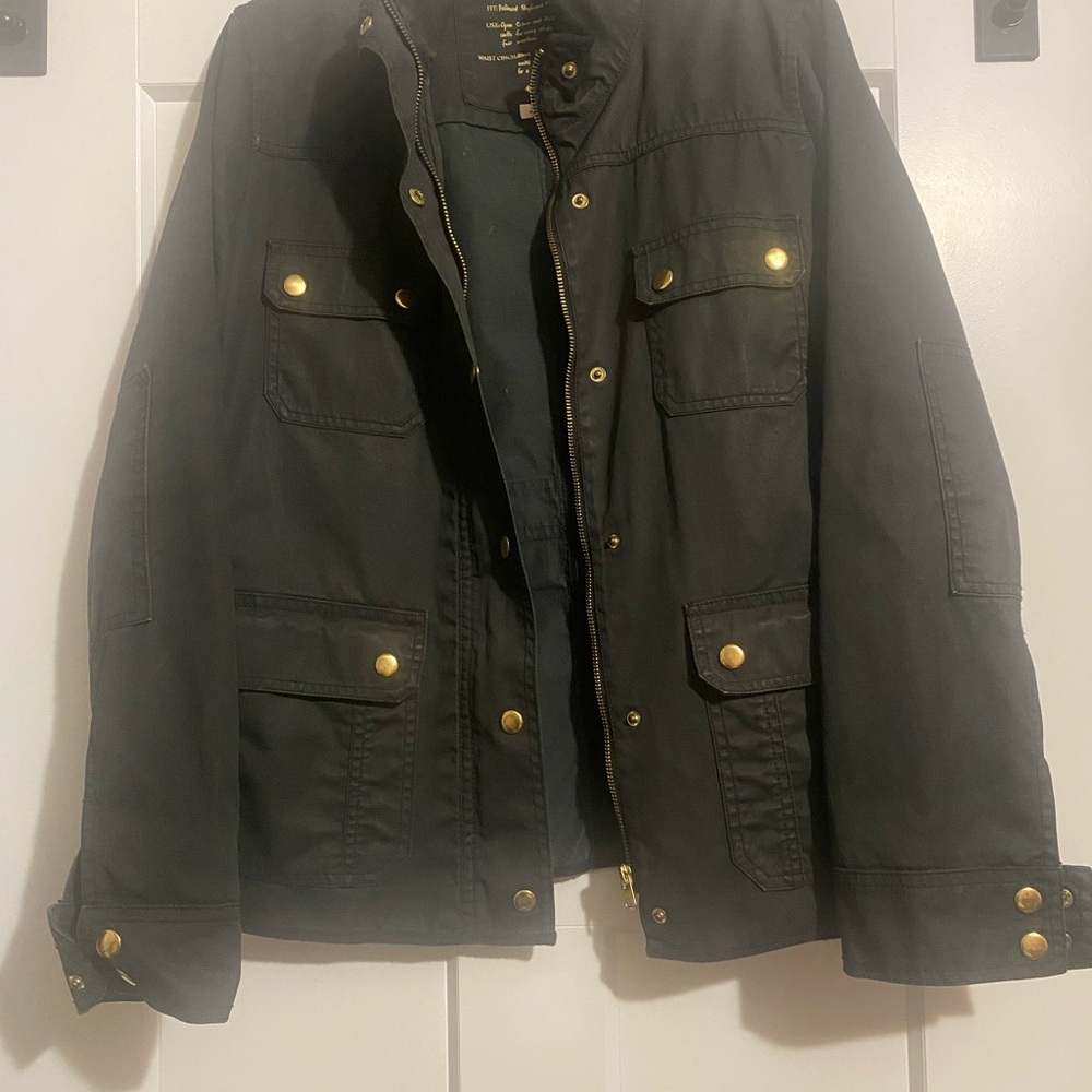 J. Crew Black Military Jacket with Gold Buttons